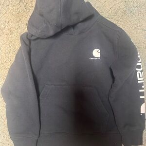 Carhartt Black Hoodie with White Logo and Sleeve Script